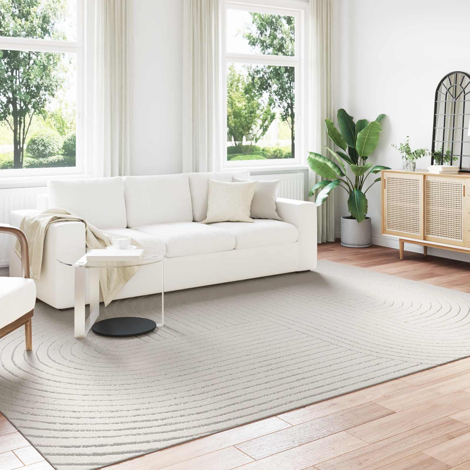 Area Rugs Rectangular Cream 340 x 240 cm