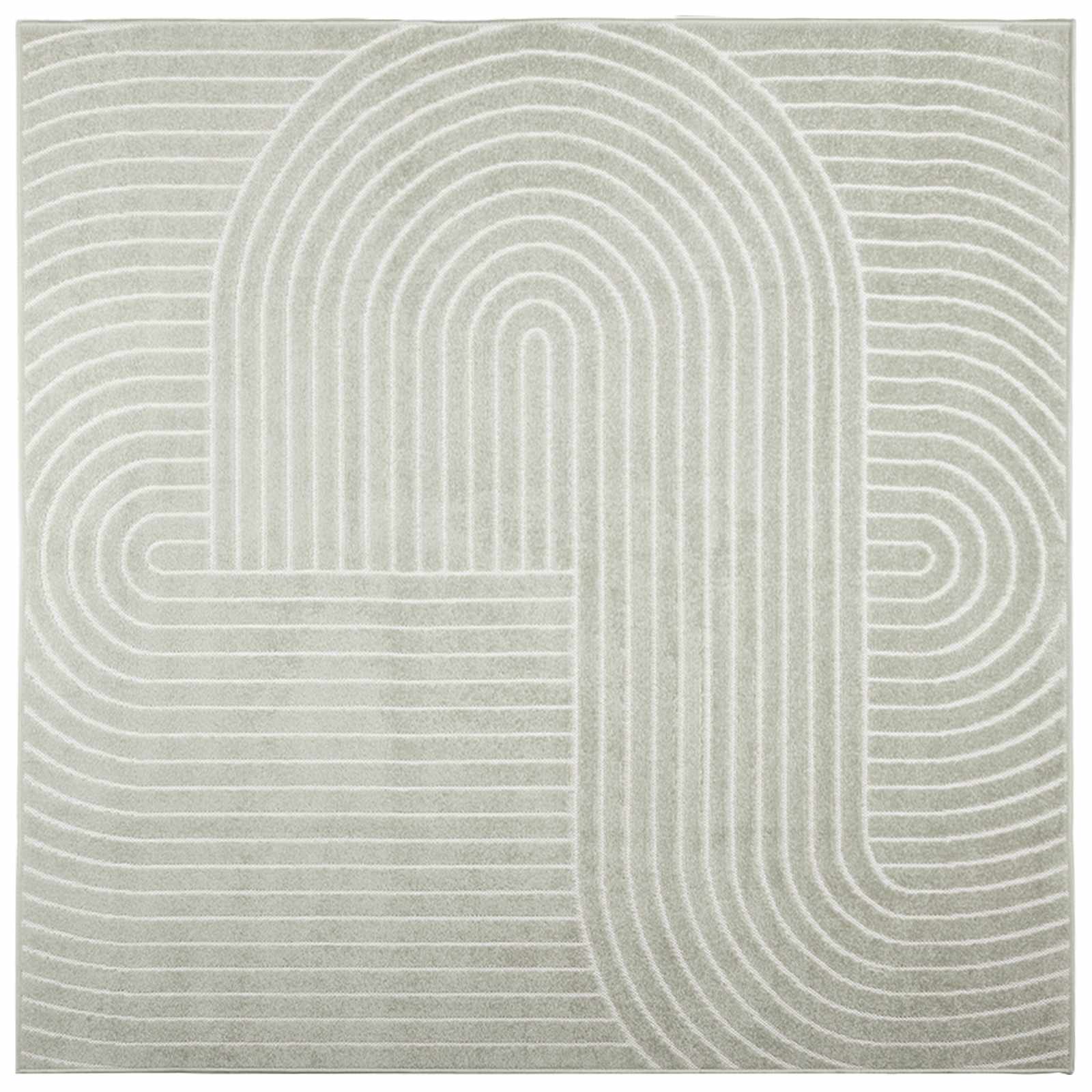 HUARTE Green Zoned Rug 240 x 240 cm Polyester