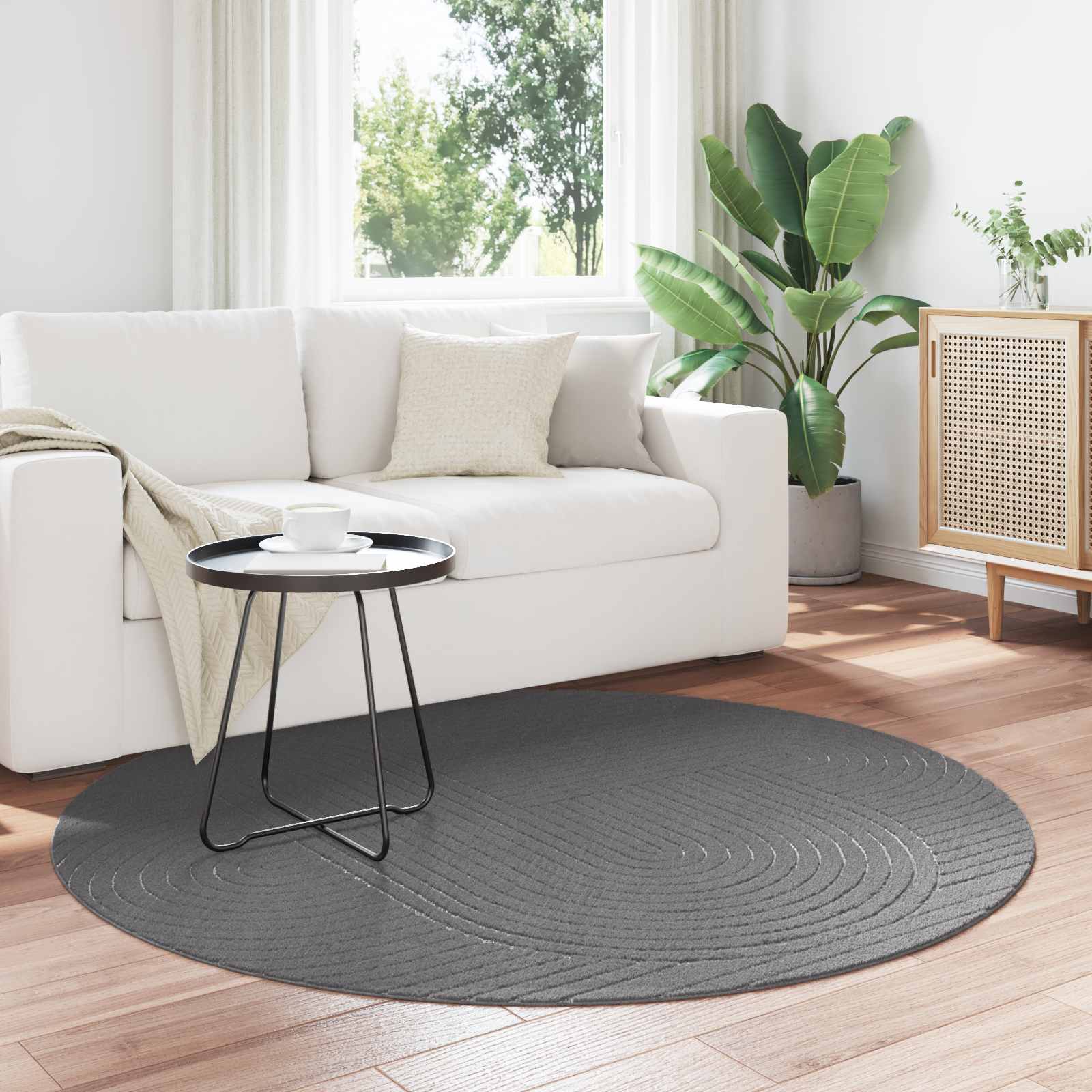 Area Rug Round Anthracite Ø 120 CM