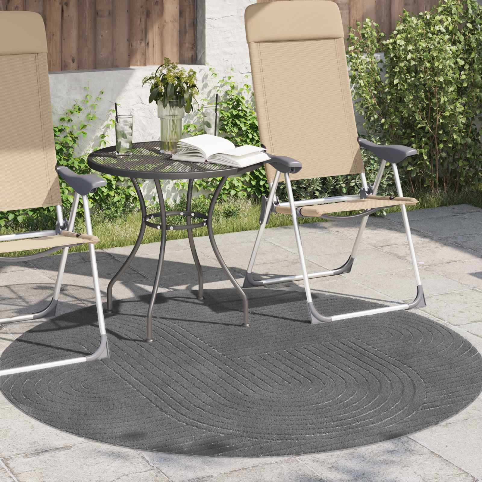 Area Rug Round Anthracite Ø 120 CM