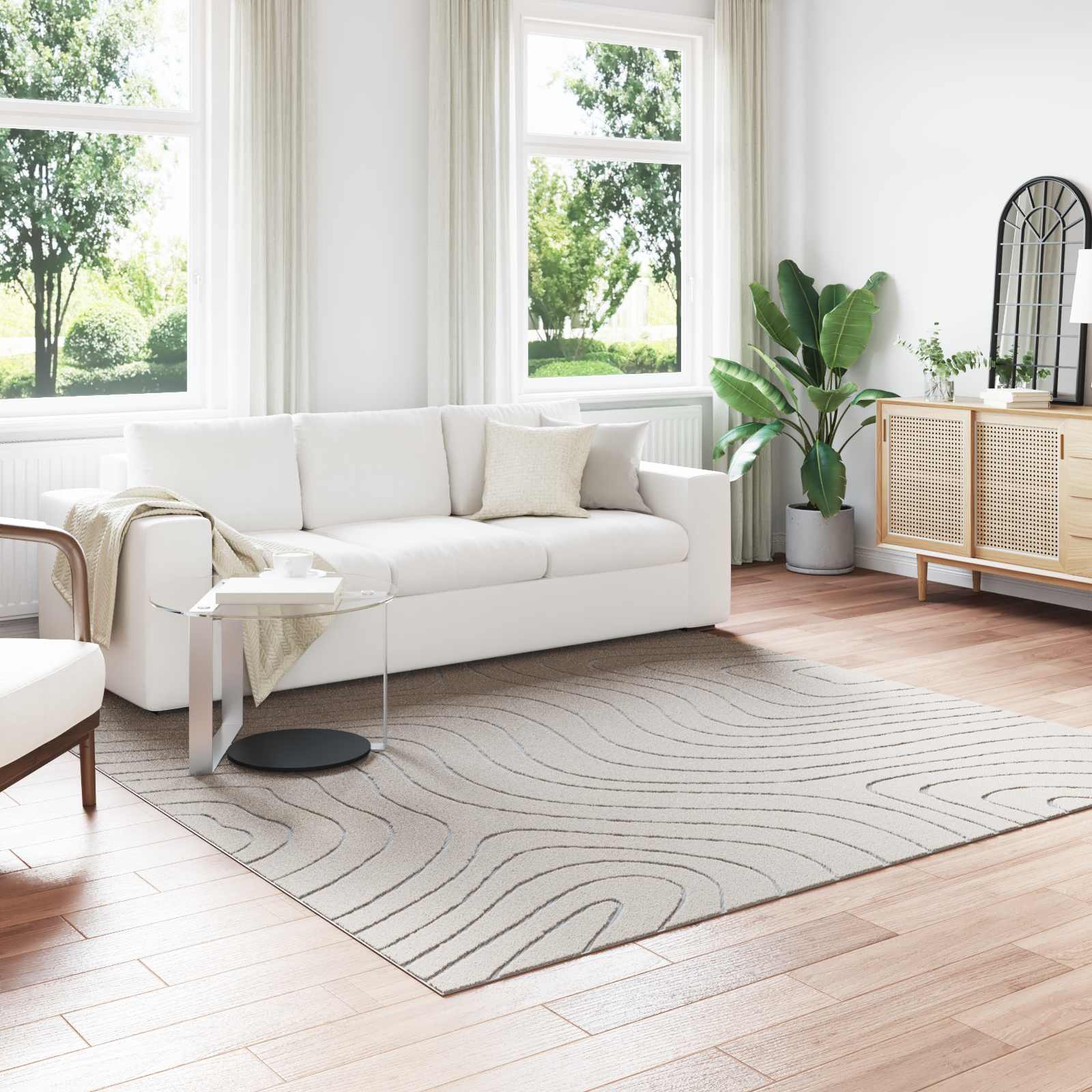 Area Rug Square Cream 240 x 240 cm