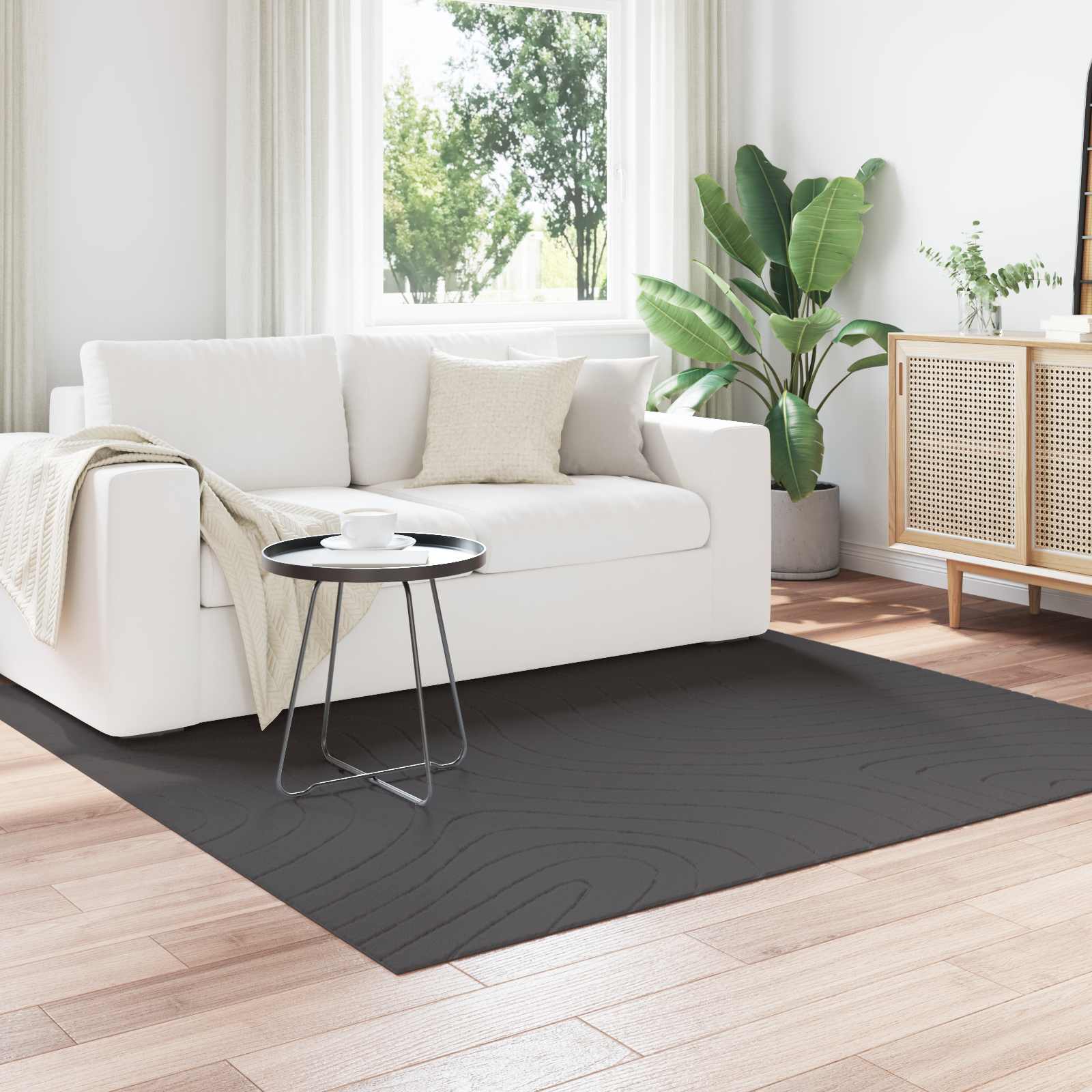 Area Rug Square Anthracite 120 x 120 cm