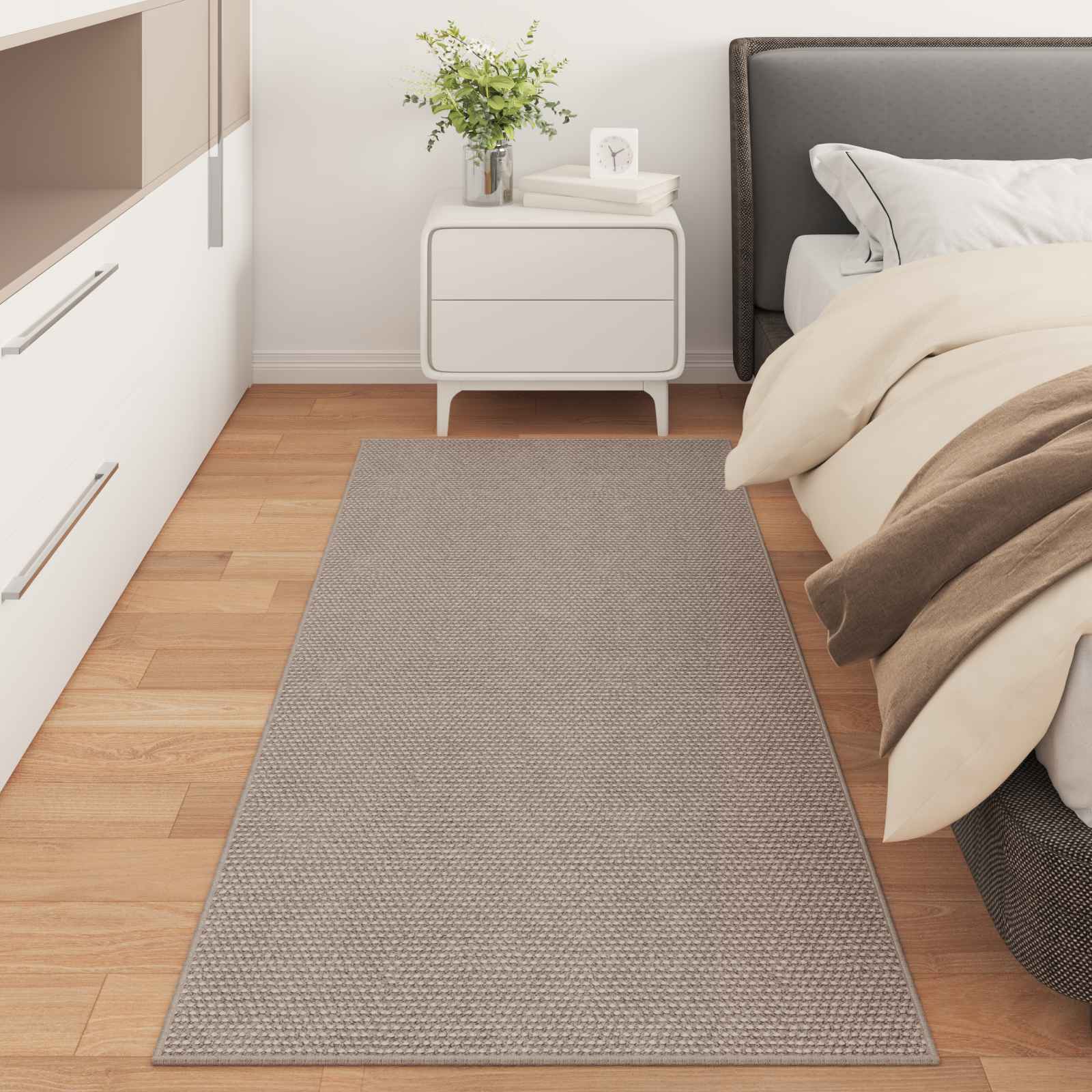 HUARTE Taupe Zoned Rug 150 x 80 cm Polyester