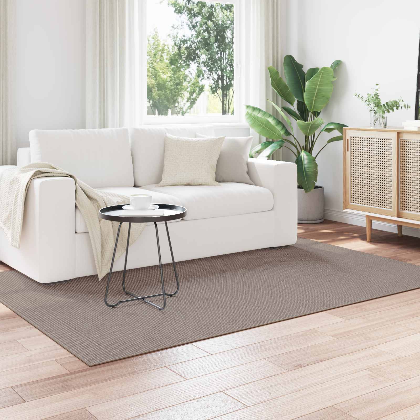 HUARTE Taupe Zoned Rug 200 x 140 cm Polyester