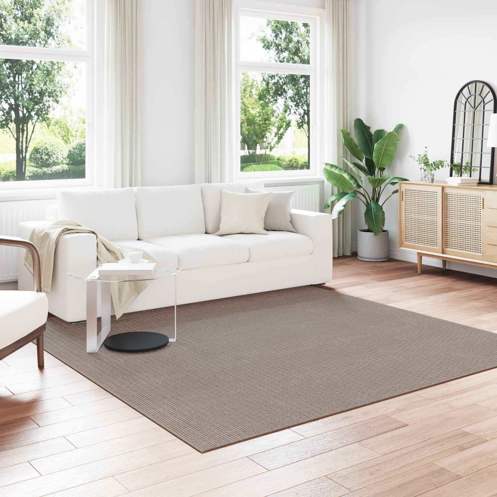 Huarte Taupe Zonal Rug 240 x 240 cm Polyester