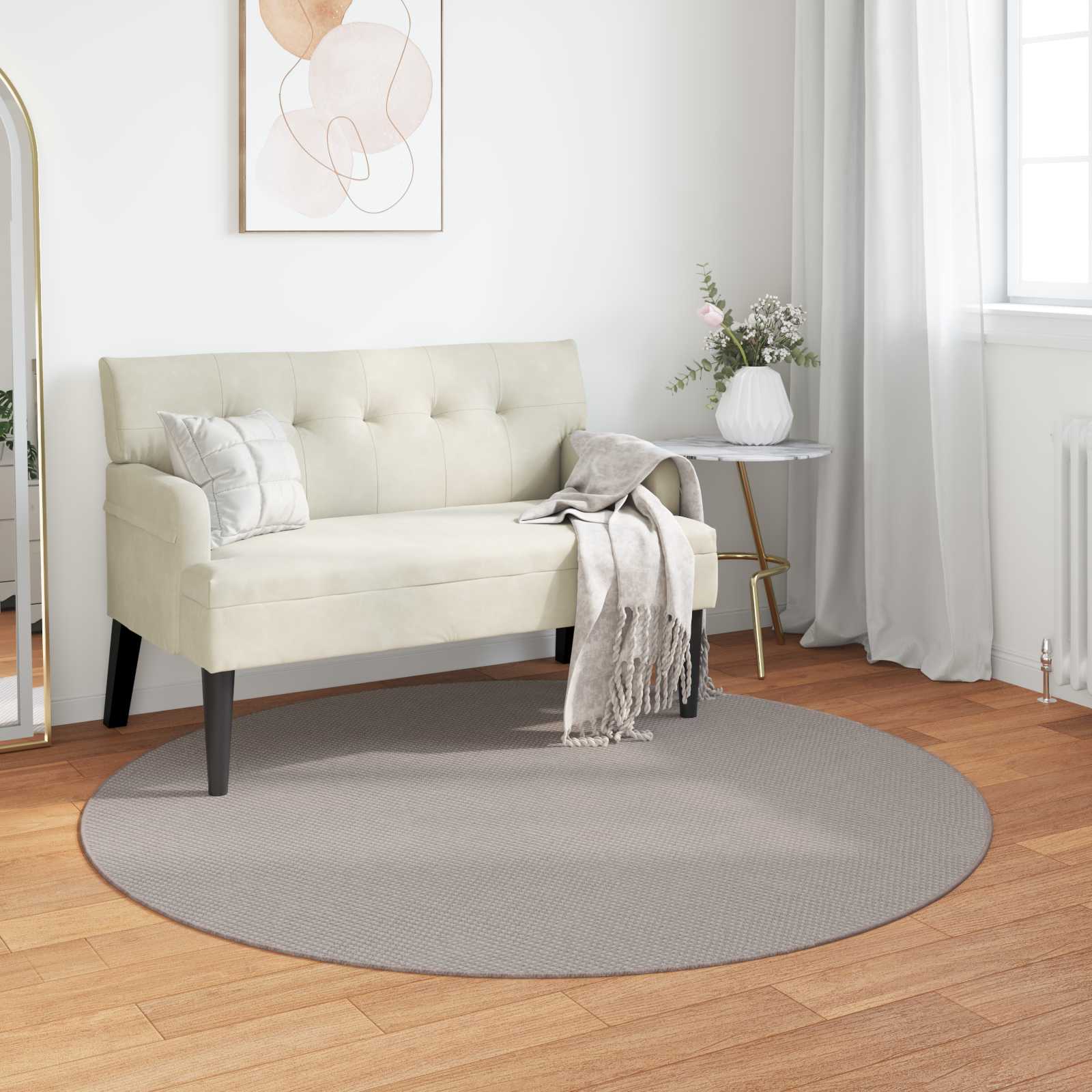 Zoned Round Cream and Taupe Area Rug Ø 200 CM