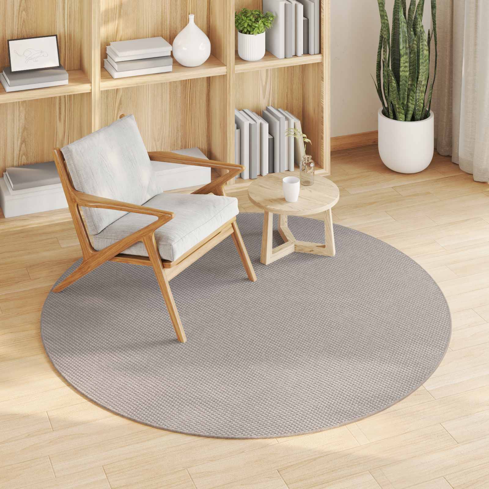 Zoned Round Cream and Taupe Area Rug Ø 200 CM