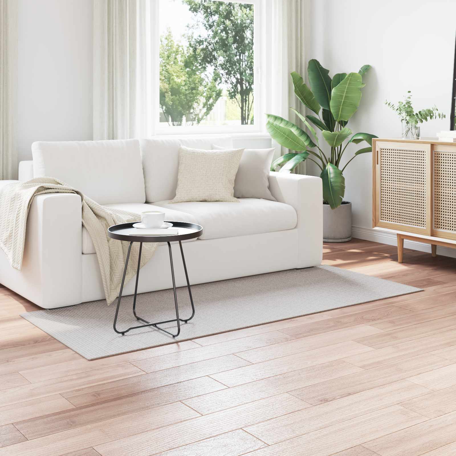 Zoned rug HUARTE Cream and Grey 200 x 80 cm