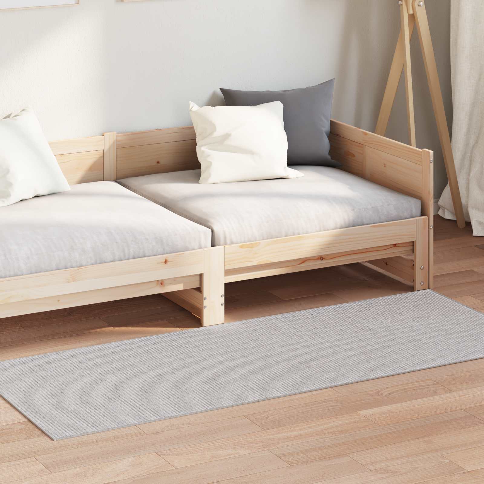 Zoned rug HUARTE Cream and Grey 200 x 80 cm