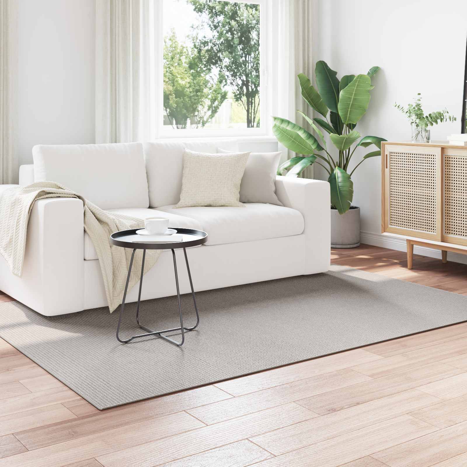 Zonālais paklājs HUARTE Krēmkrāsa un pelēka krāsa 200 x 140 cm