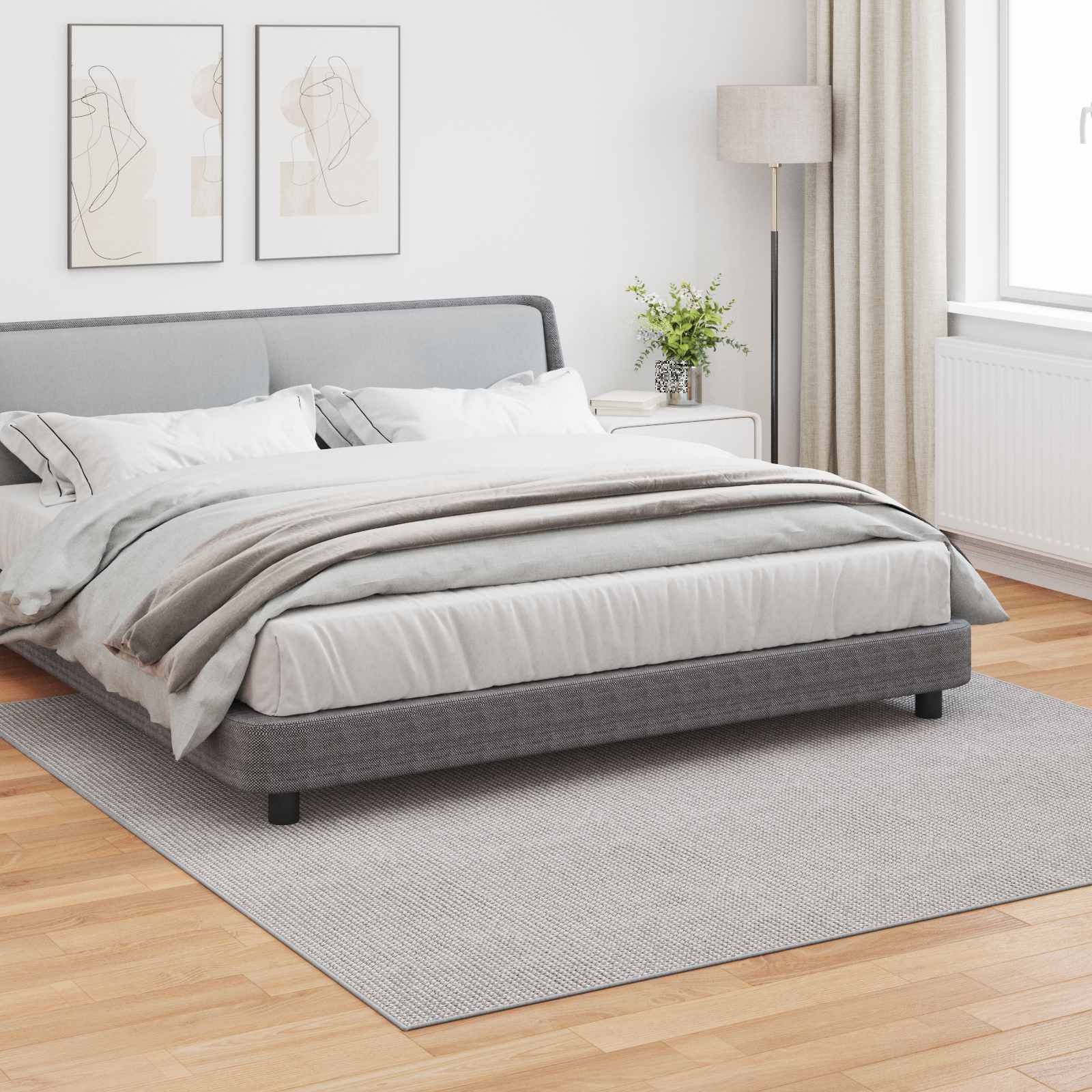 HUARTE Zoned Rug Cream and Grey 240 x 240 cm