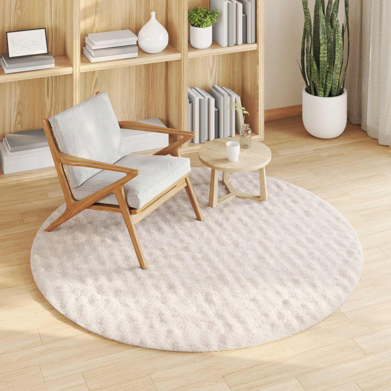 Zoned Carpet Round Sand Ø 200 CM