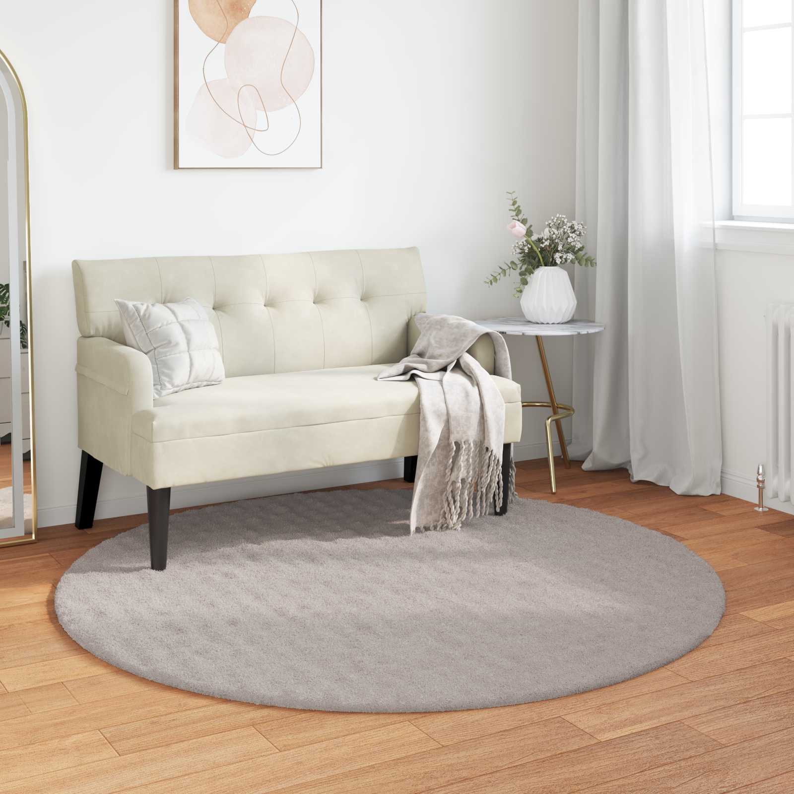 Area Rug Round Sand Ø 160 CM