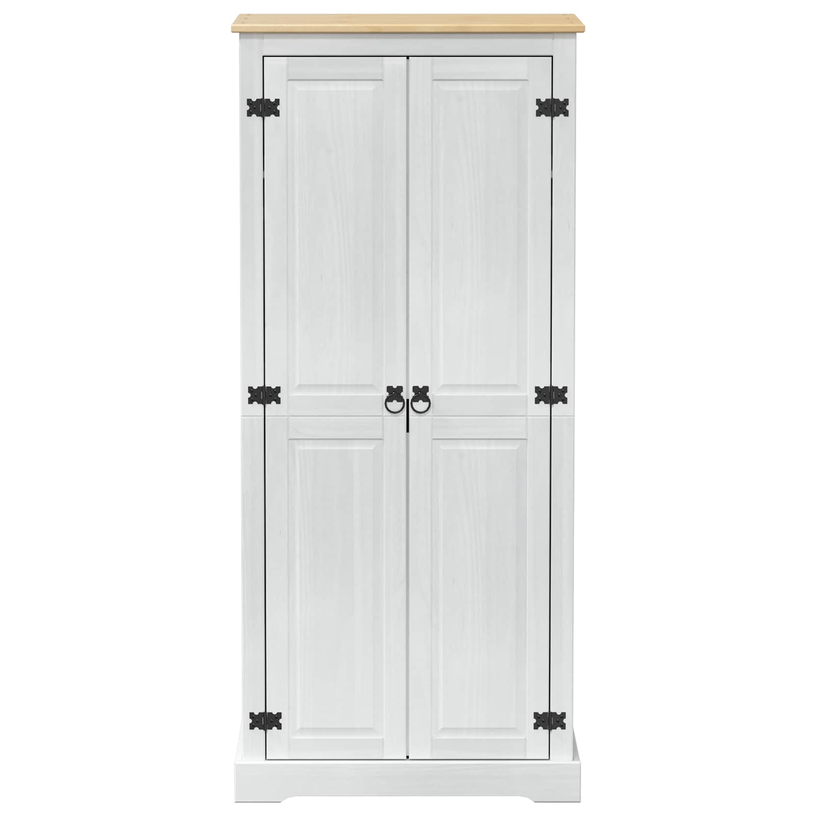 Skapis ar plauktu, balts 76 x 50 x 170 cm, masīva priedes koksne