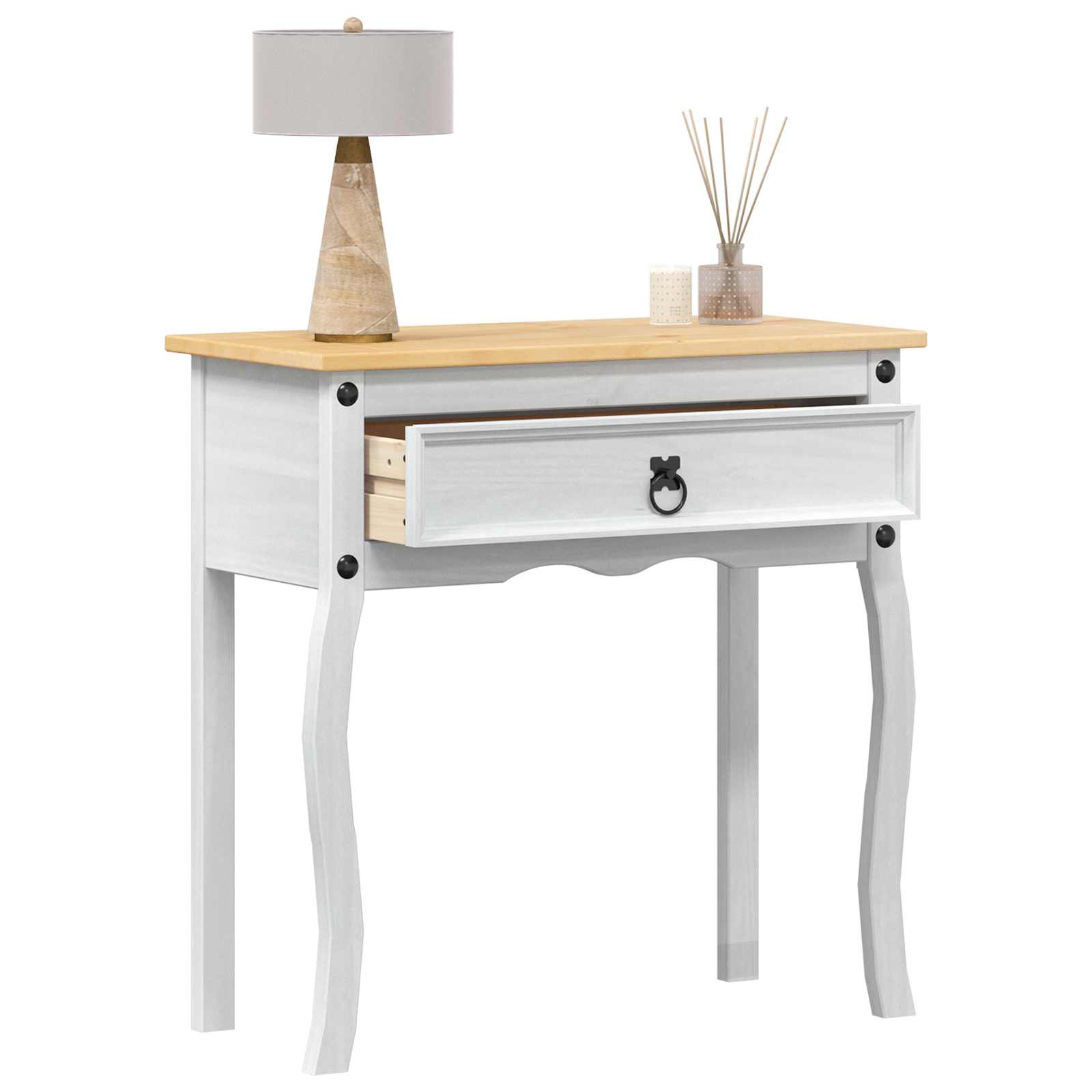 Konsoles galds Balts 73 x 35 x 73 cm Masīva priedes koksne