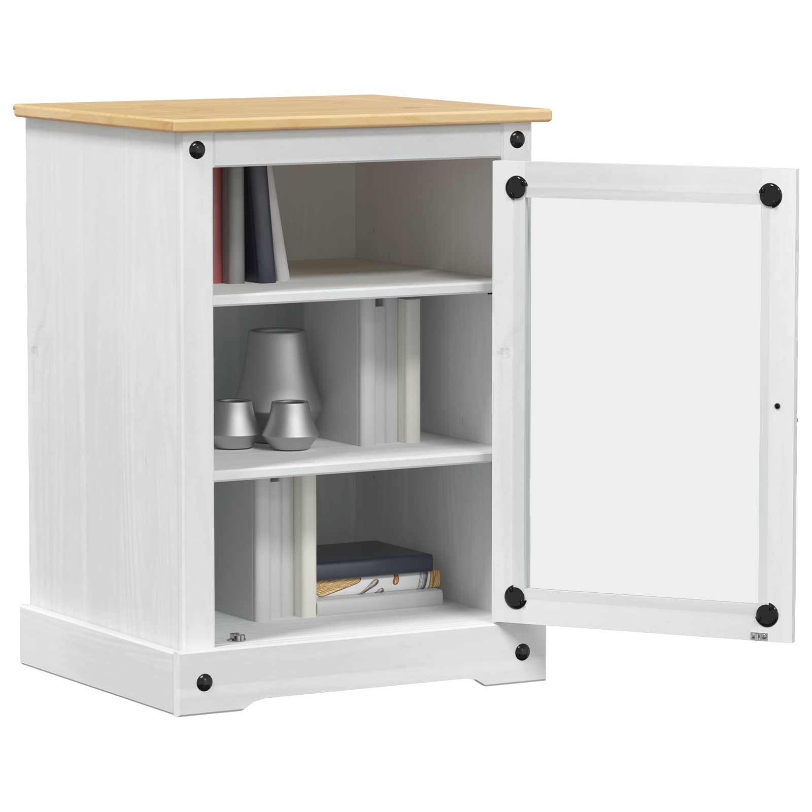 HiFi spintelė Balta 60 x 50 x 82 cm Kietos pušies mediena