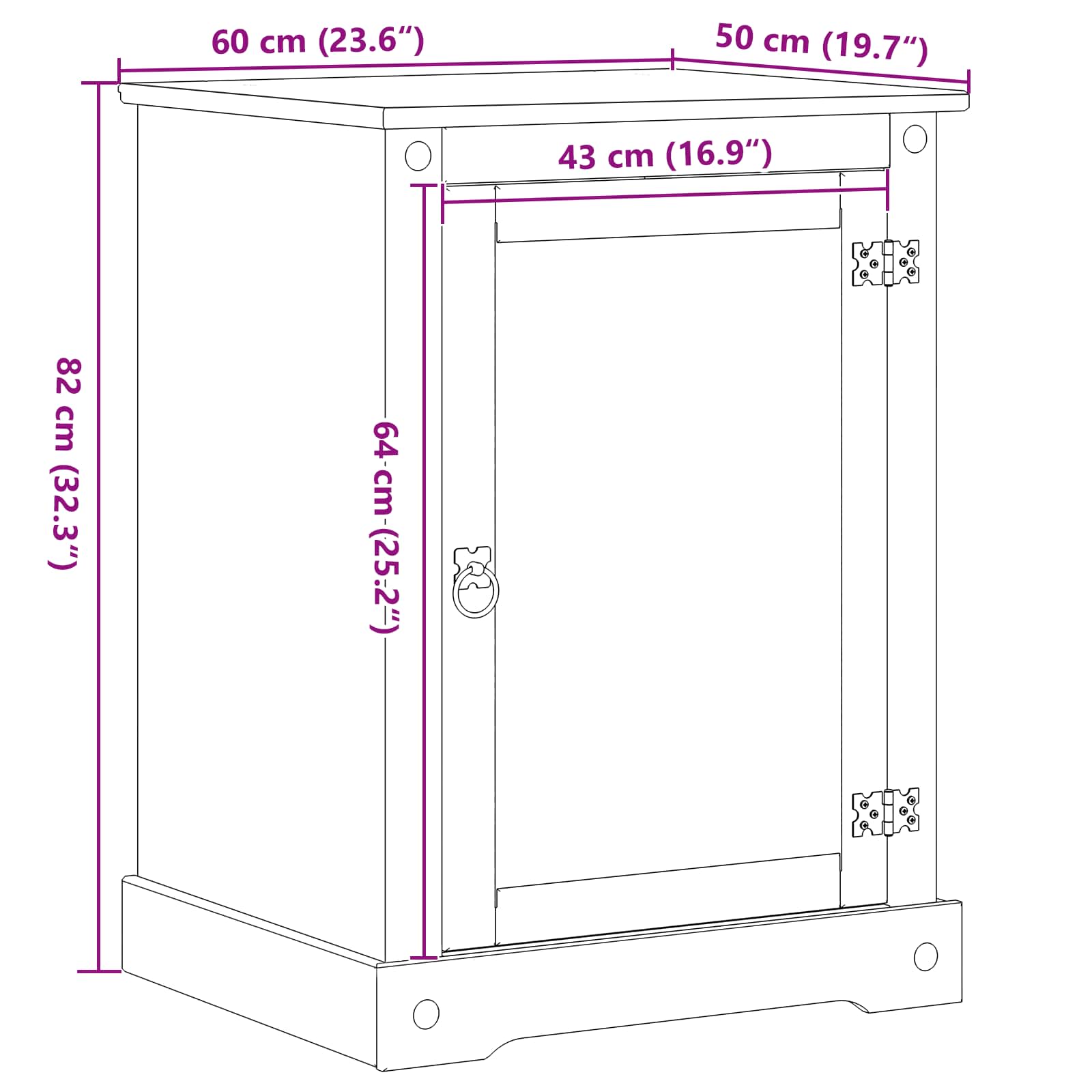 HiFi spintelė Balta 60 x 50 x 82 cm Kietos pušies mediena