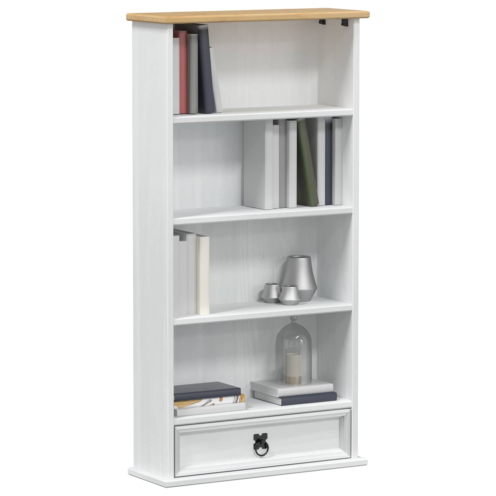 CD spintelė Balta 52 x 17.5 x 103 cm Kietos pušies mediena
