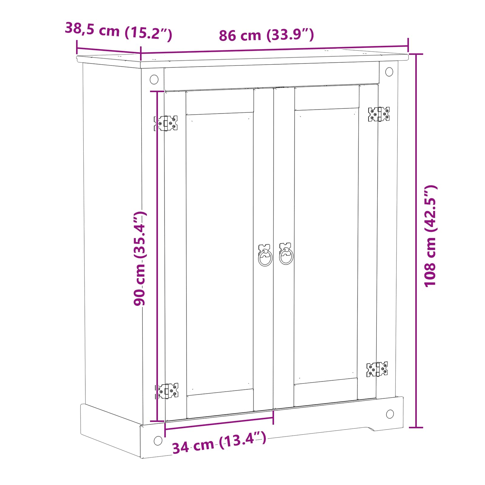 Apavu skapis Balts 86 x 38.5 x 1080 cm Masīva priedes koksne
