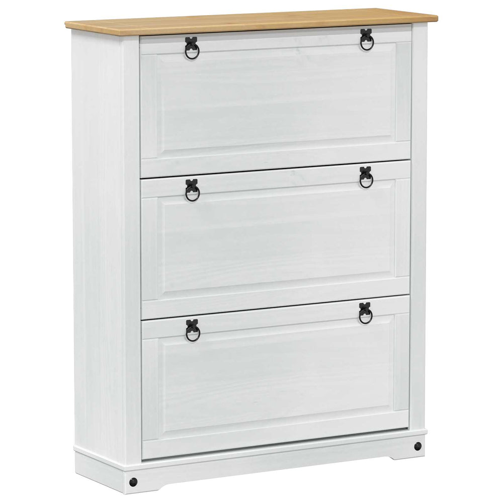 White Corona Shoe Cabinet with Drawer 99 x 32 x 122 cm