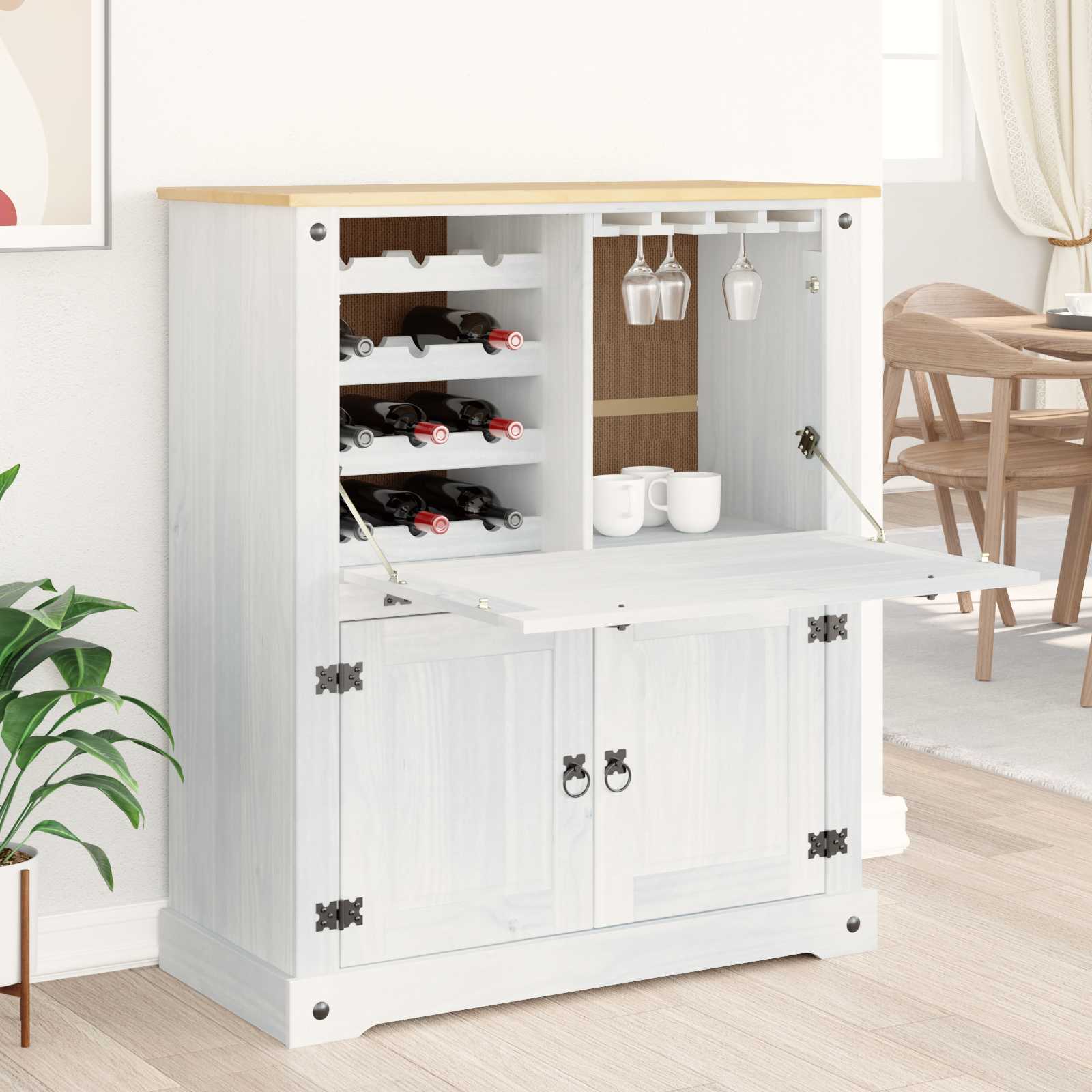 Wine Cabinet White 97 x 45 x 114 cm Solid Pinewood