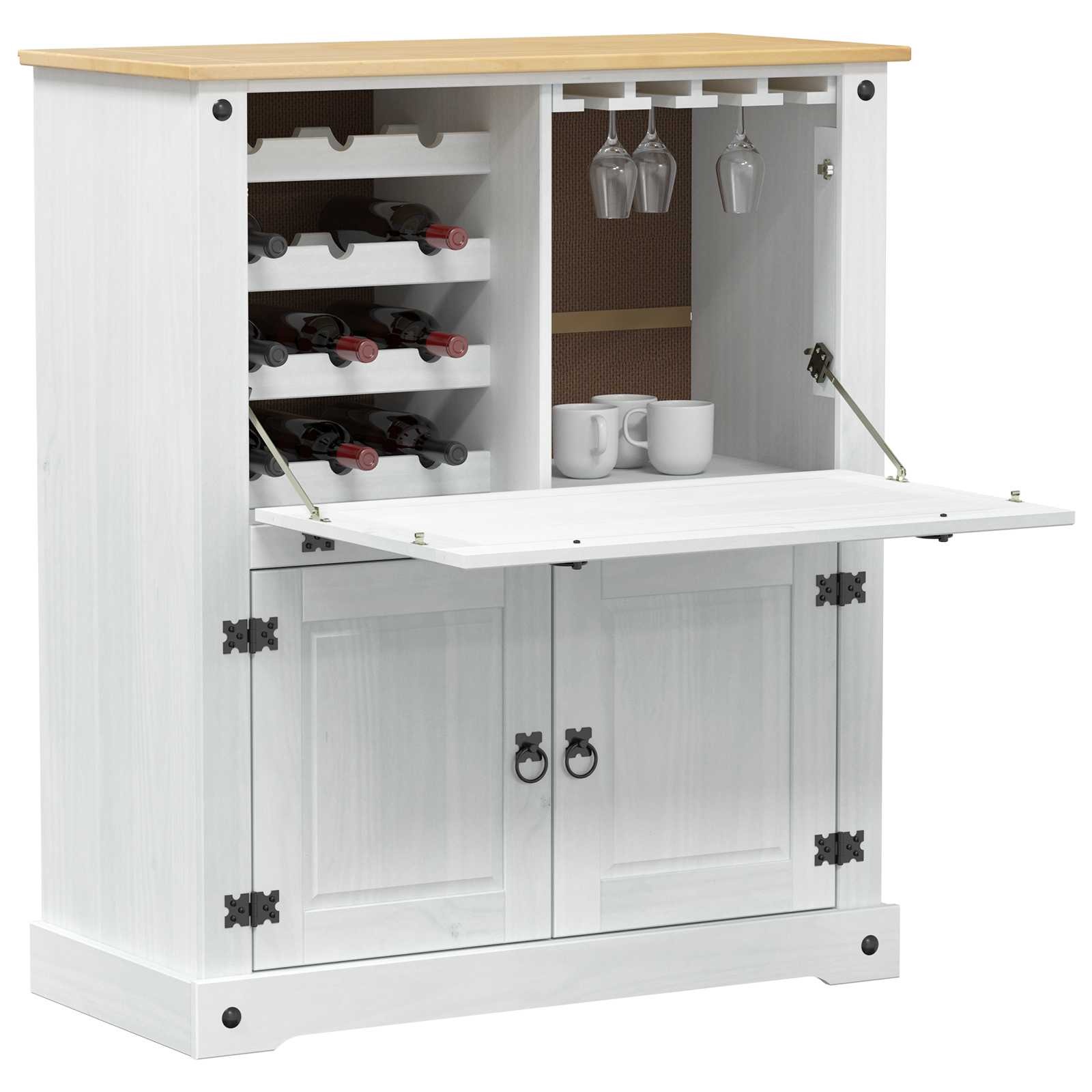 Wine Cabinet White 97 x 45 x 114 cm Solid Pinewood