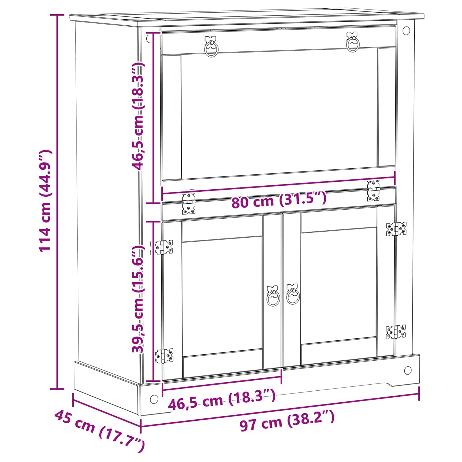 Wine Cabinet White 97 x 45 x 114 cm Solid Pinewood