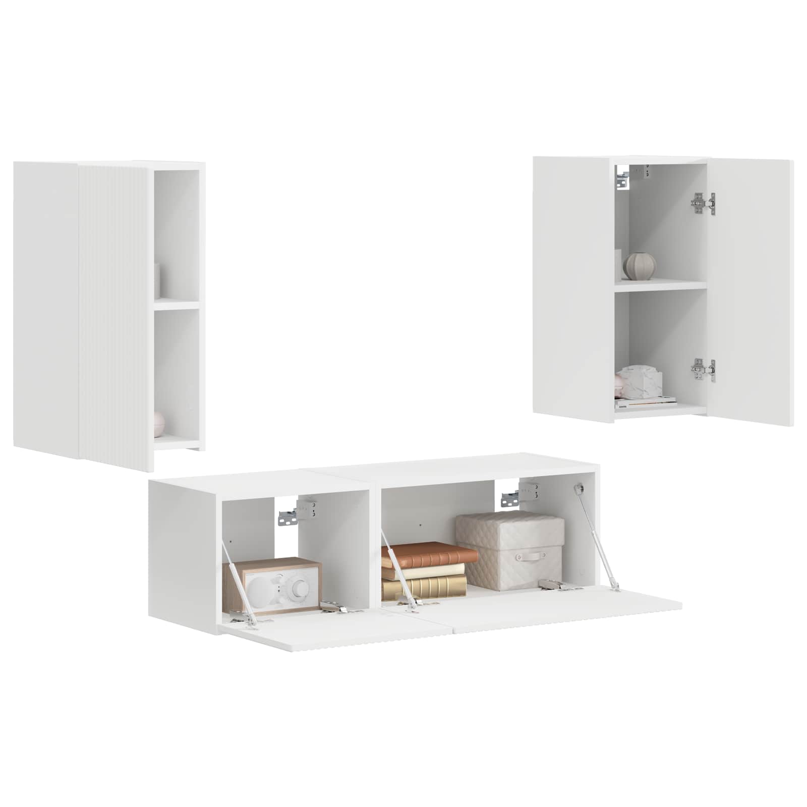 TV sieninio kabineto komplektas 4 pcs Balta Apdirbta mediena