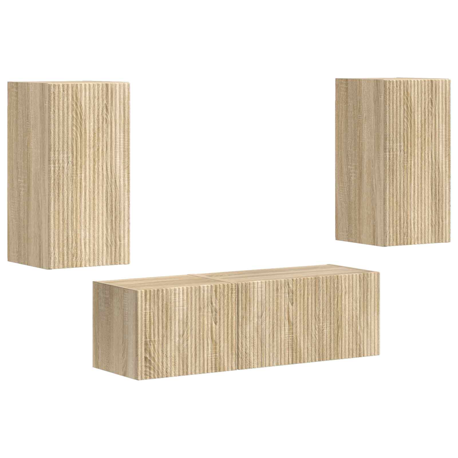 TV sieninio kabineto komplektas 4 pcs Sonoma ąžuolas
