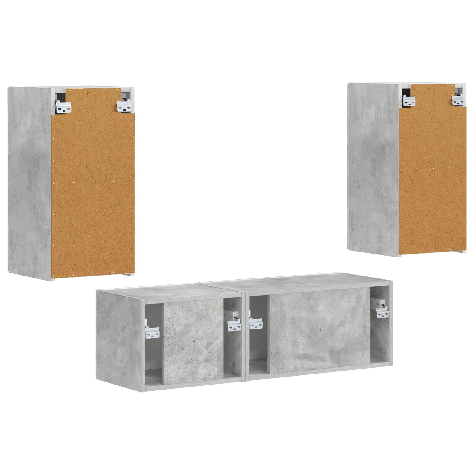 TV sieninio kabineto komplektas 4 pcs Betono pilka