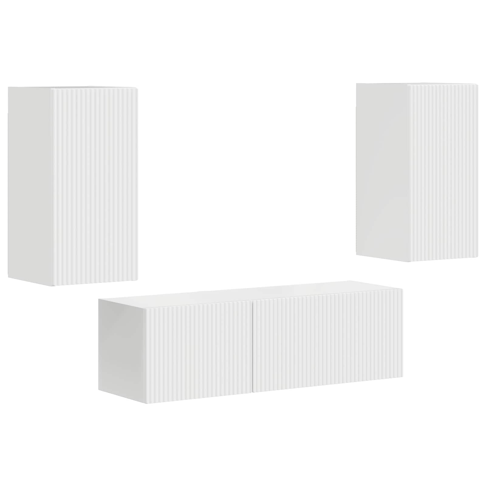 TV sieninio kabineto komplektas 4 pcs Aukštai blizganti balta