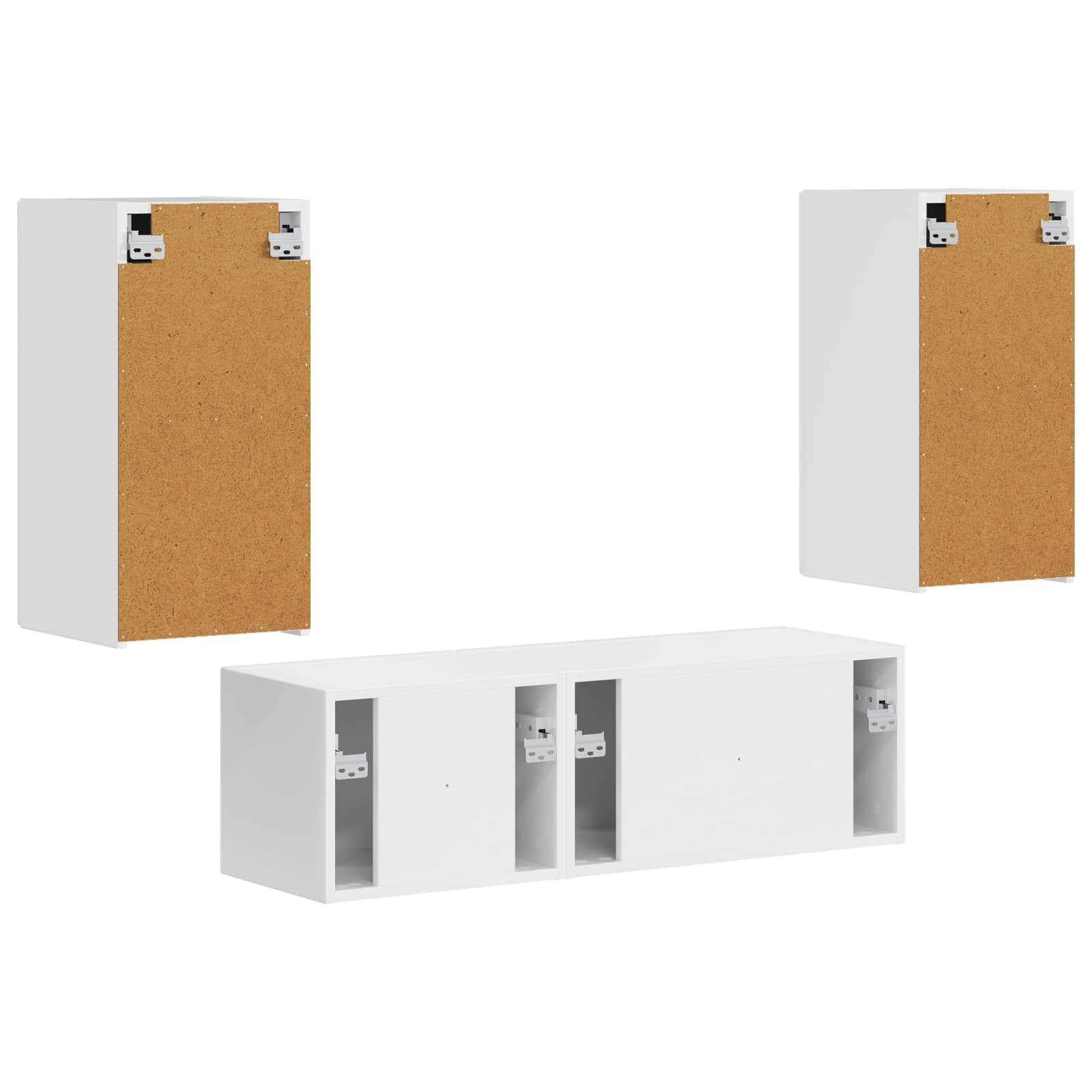 TV sieninio kabineto komplektas 4 pcs Aukštai blizganti balta