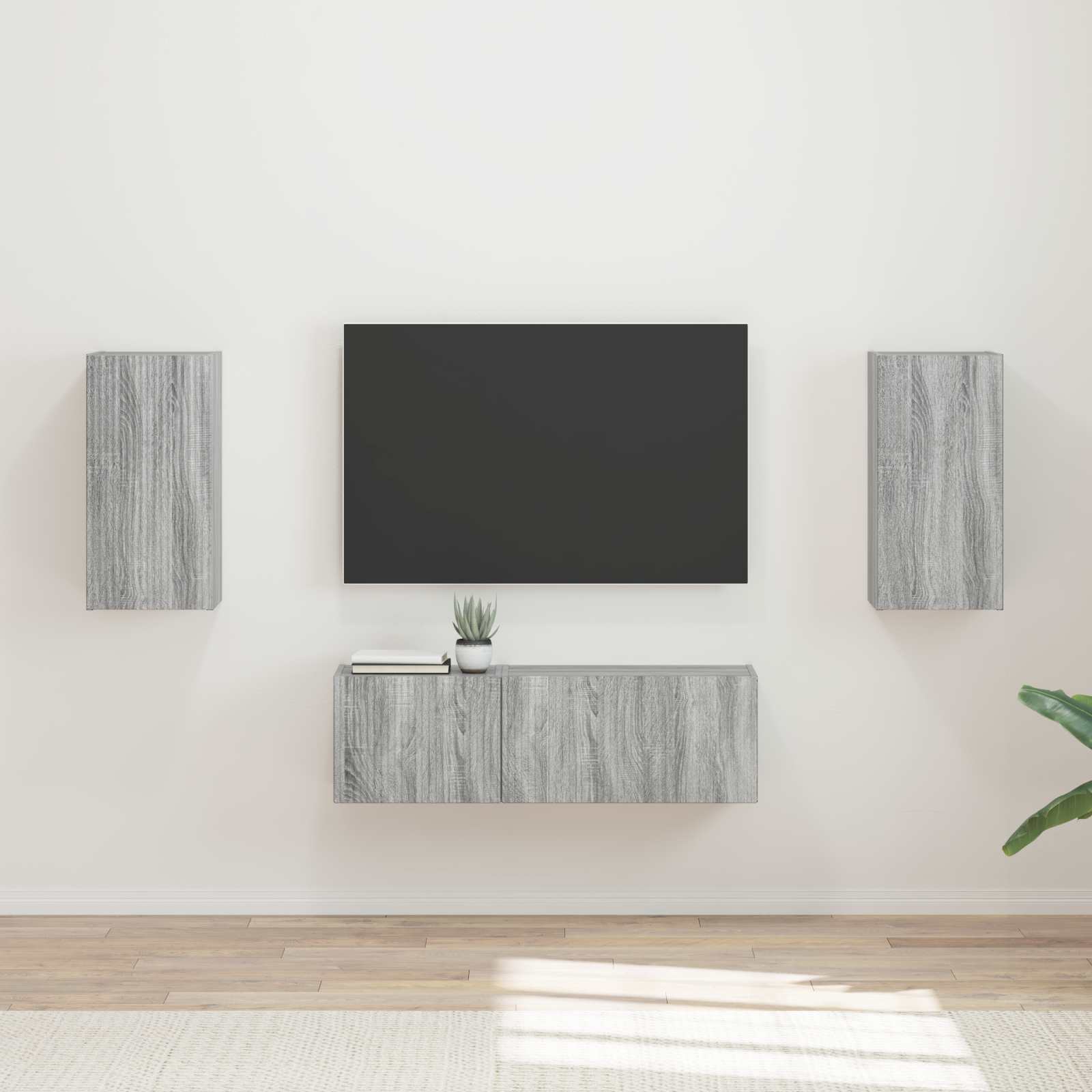 TV sieninio kabineto komplektas 4 pcs Pilkas Sonoma