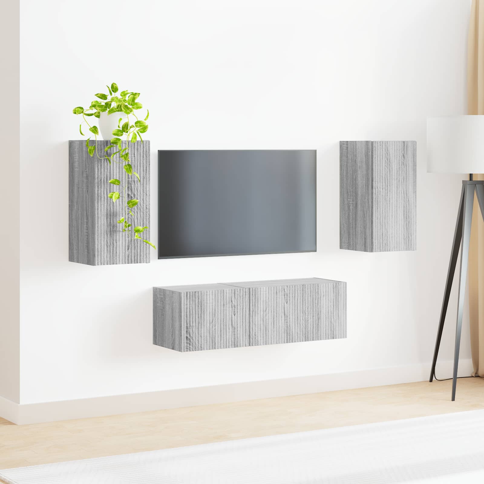 TV sieninio kabineto komplektas 4 pcs Pilkas Sonoma