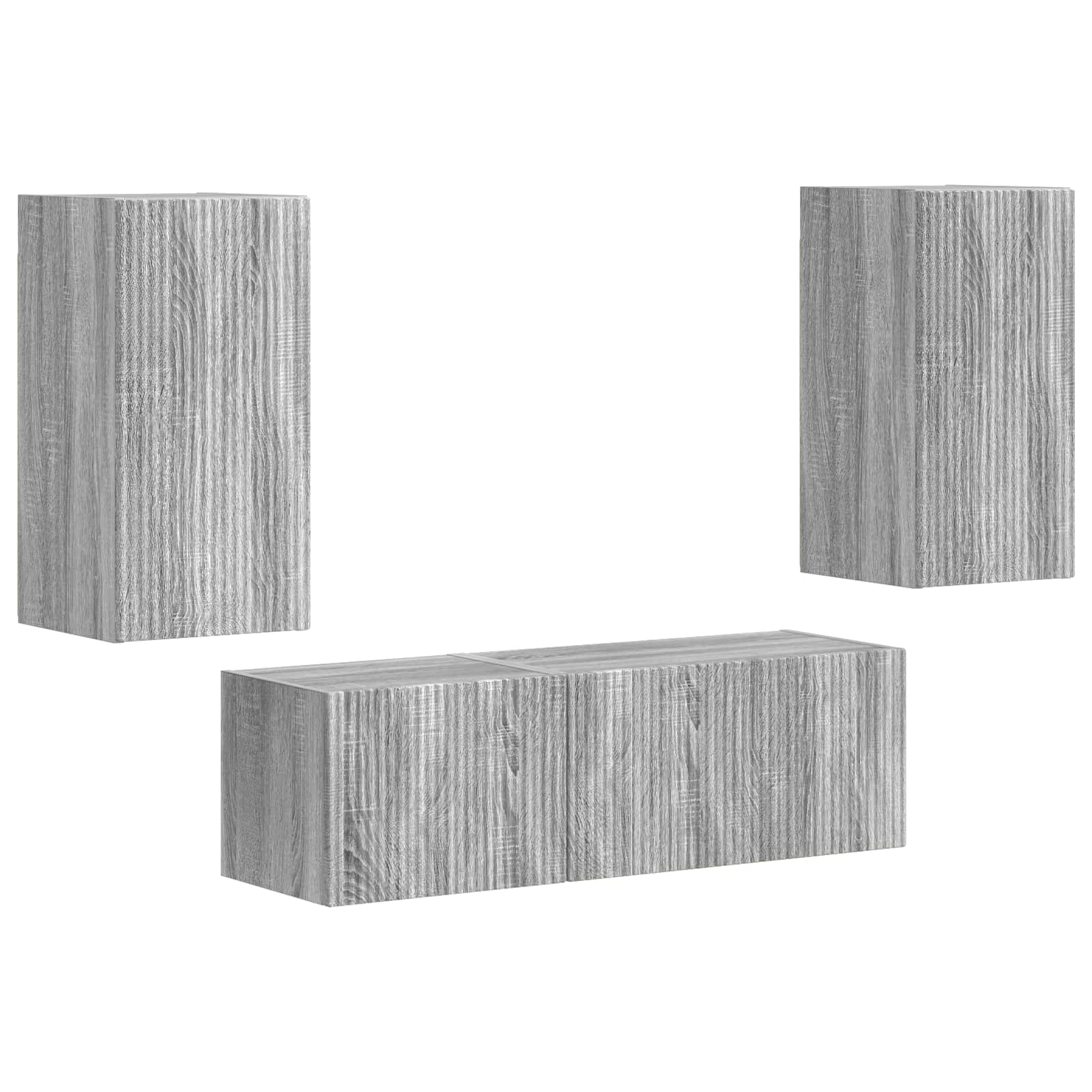 TV sieninio kabineto komplektas 4 pcs Pilkas Sonoma