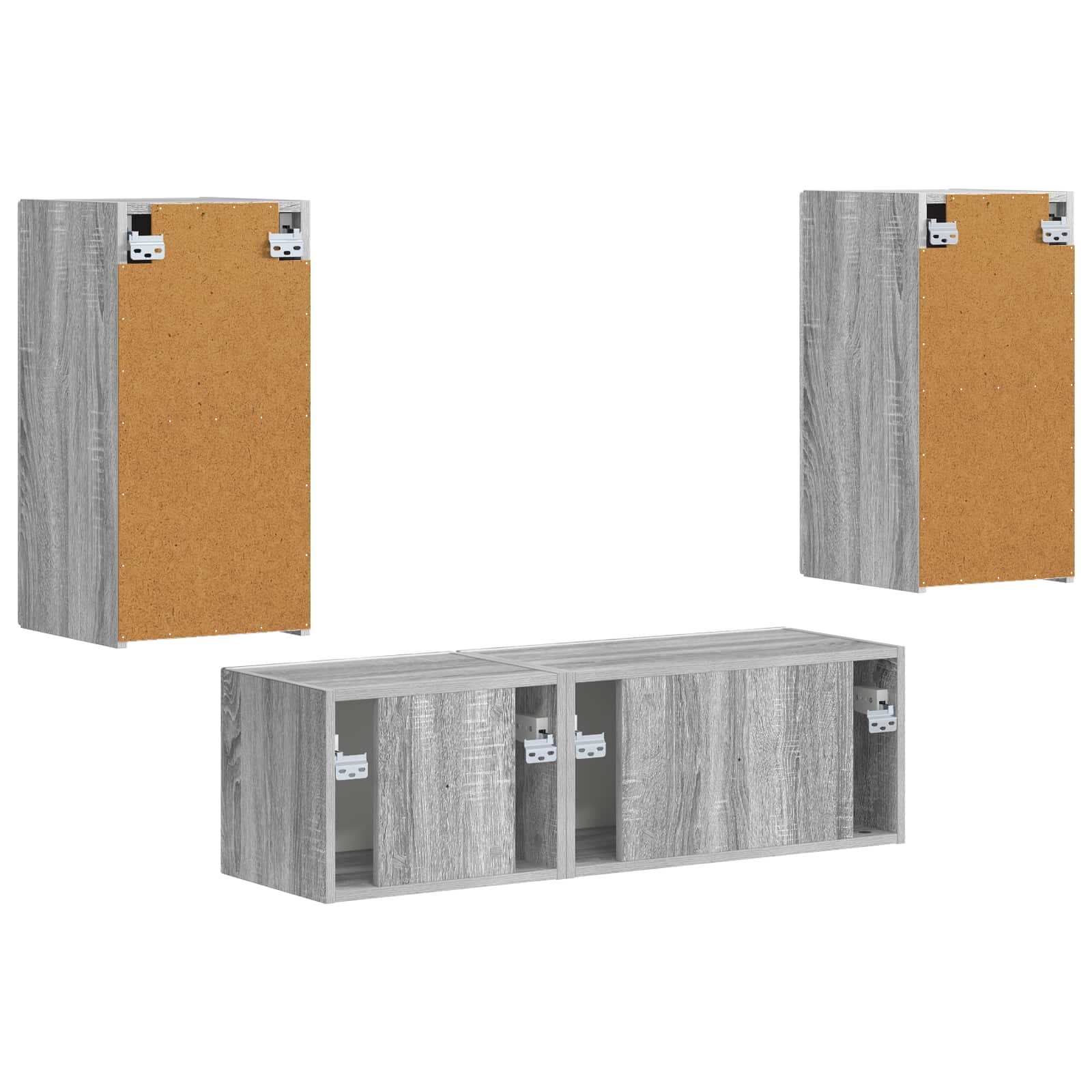 TV sieninio kabineto komplektas 4 pcs Pilkas Sonoma