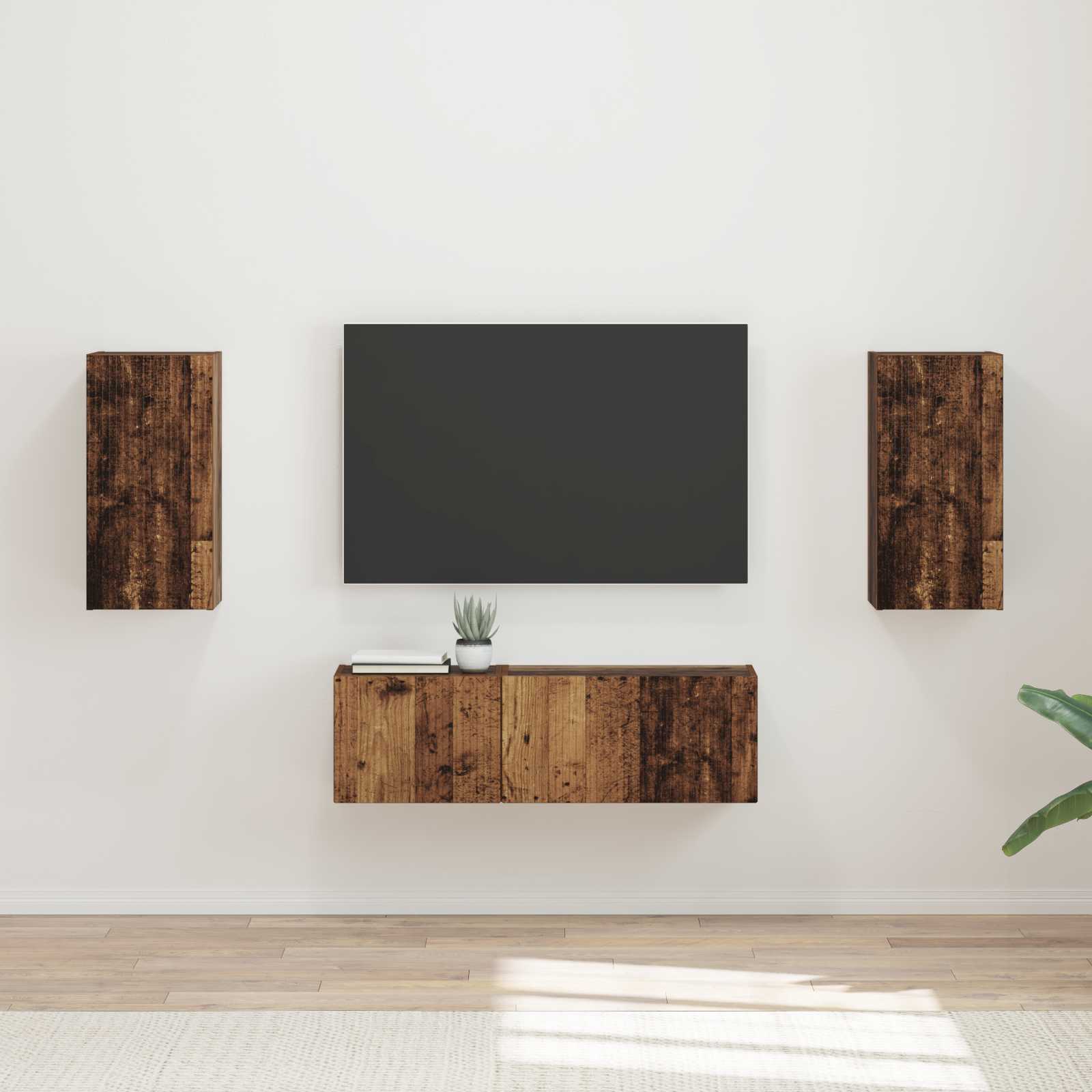 TV sieninio kabineto komplektas 4 pcs Senas medis