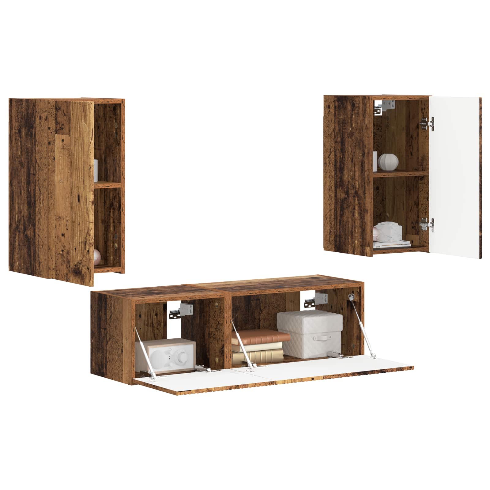 TV sieninio kabineto komplektas 4 pcs Senas medis
