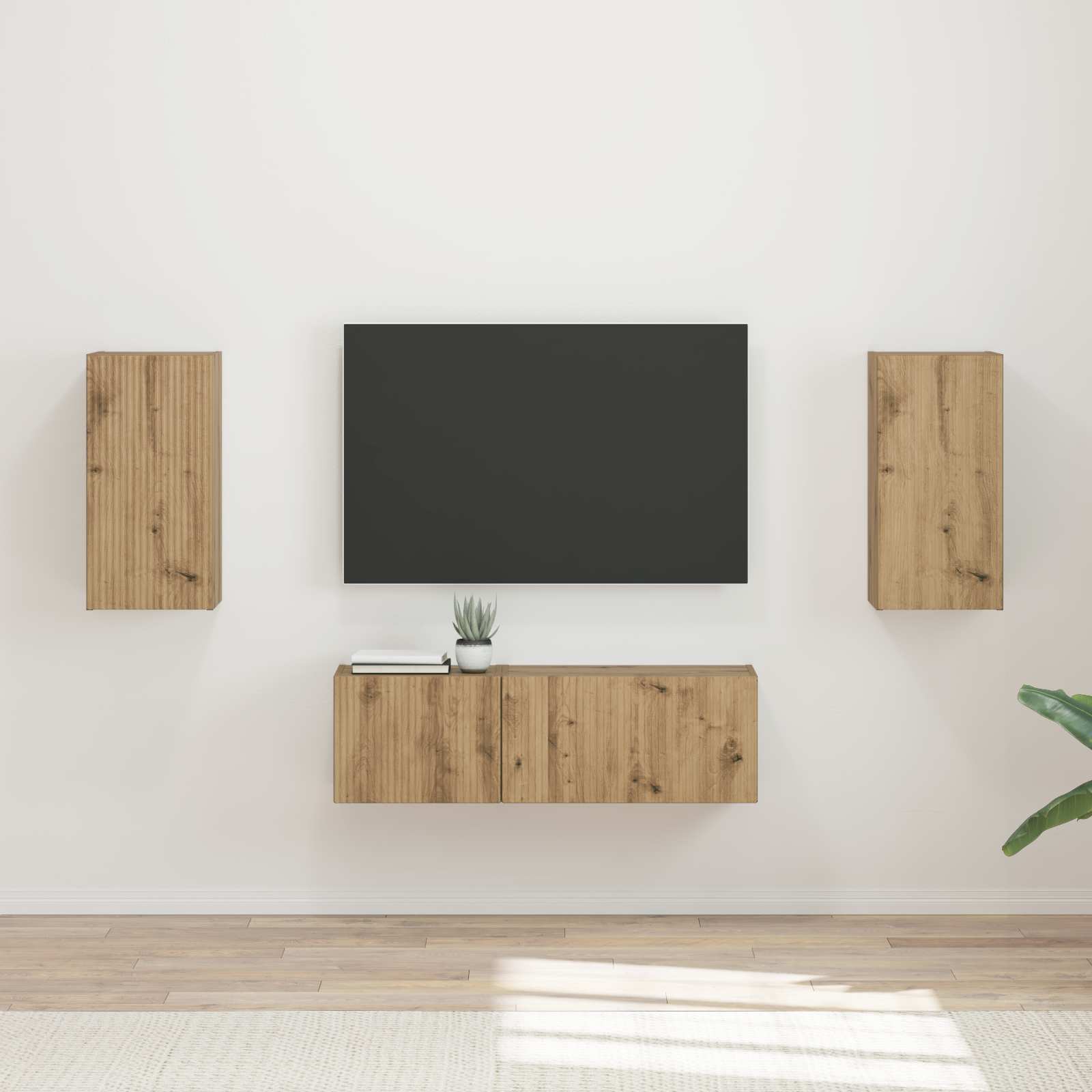 TV sieninio kabineto komplektas 4 pcs Amatininkų ąžuolas