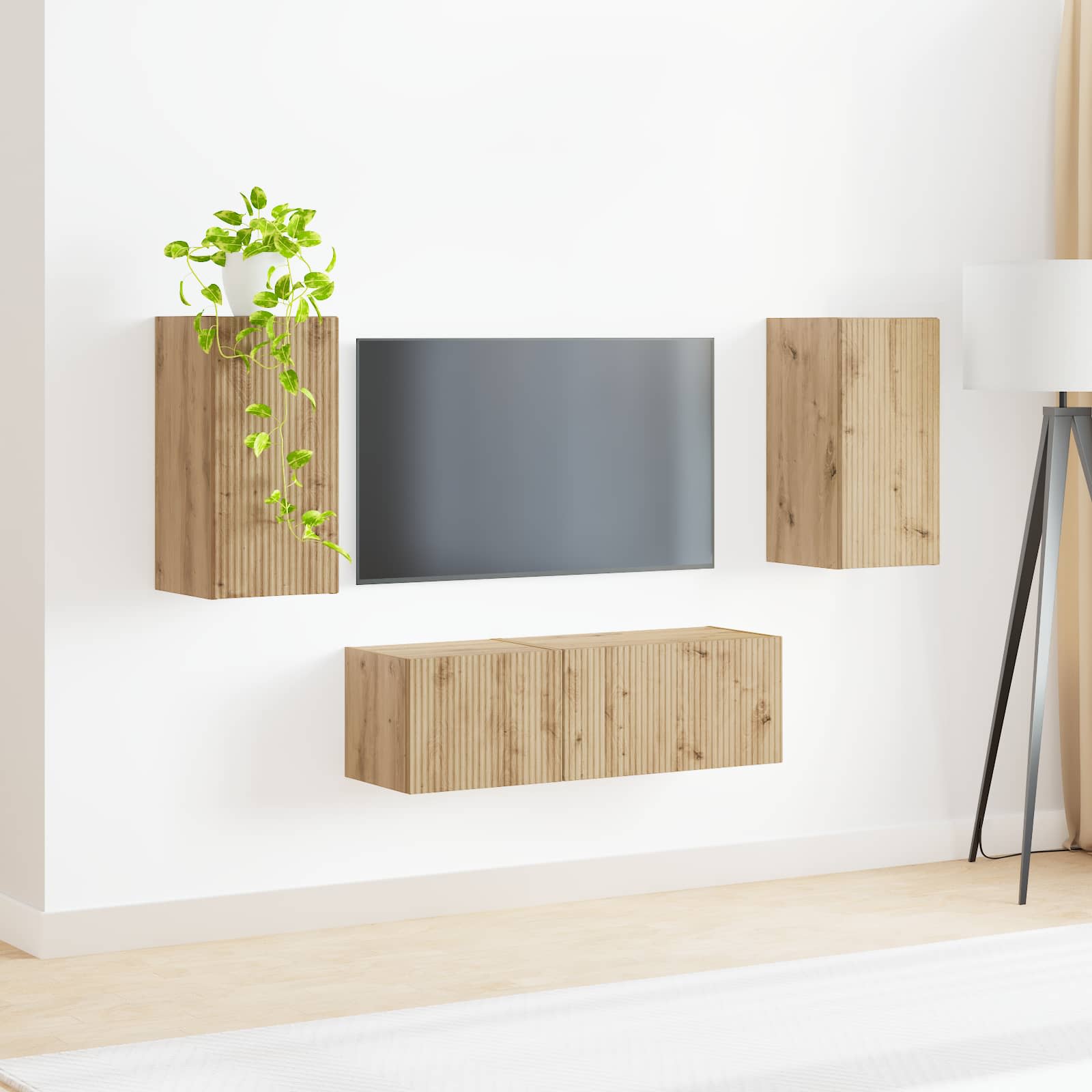 TV sieninio kabineto komplektas 4 pcs Amatininkų ąžuolas