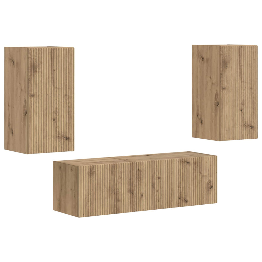 TV sieninio kabineto komplektas 4 pcs Amatininkų ąžuolas