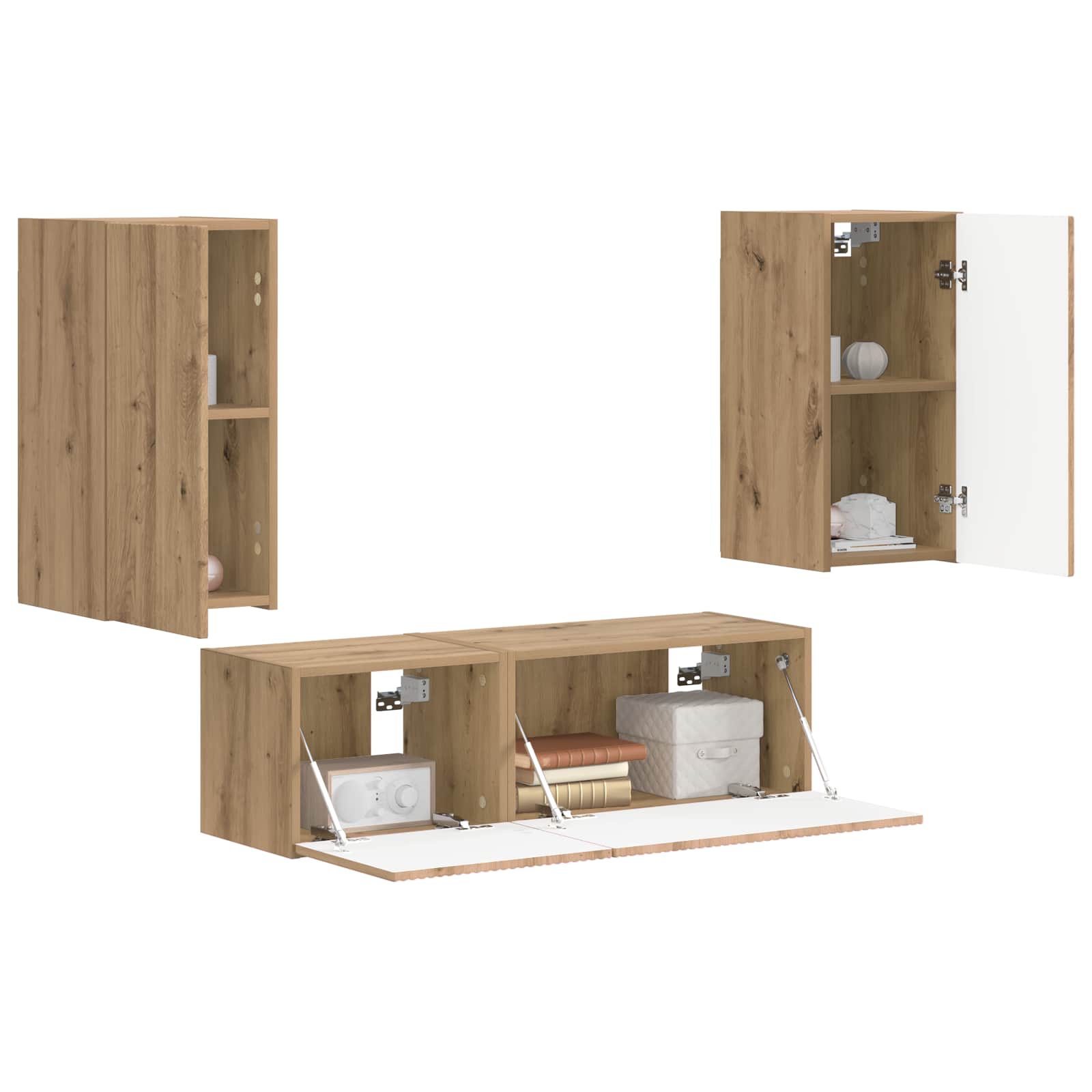 TV sieninio kabineto komplektas 4 pcs Amatininkų ąžuolas