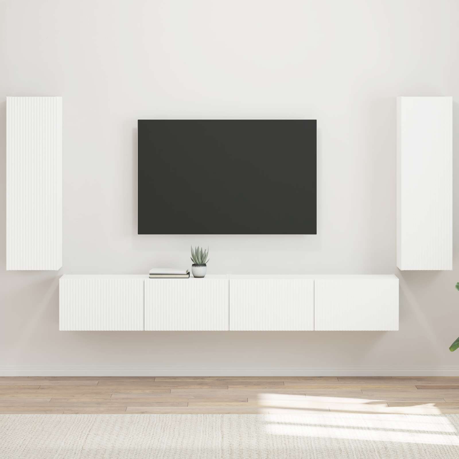 TV sieninio kabineto komplektas 4 vnt. Balta Apdirbta mediena