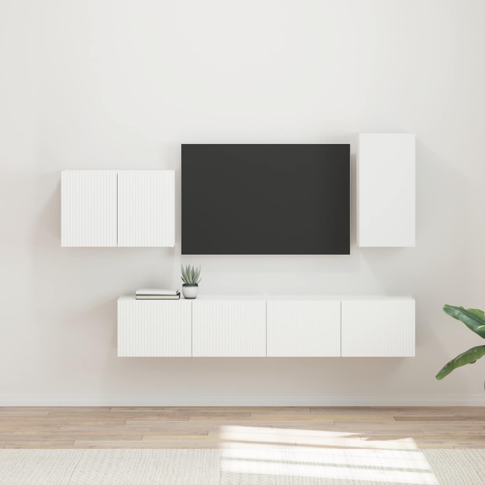 TV sieninio kabineto komplektas 4 pcs Balta Apdirbta mediena