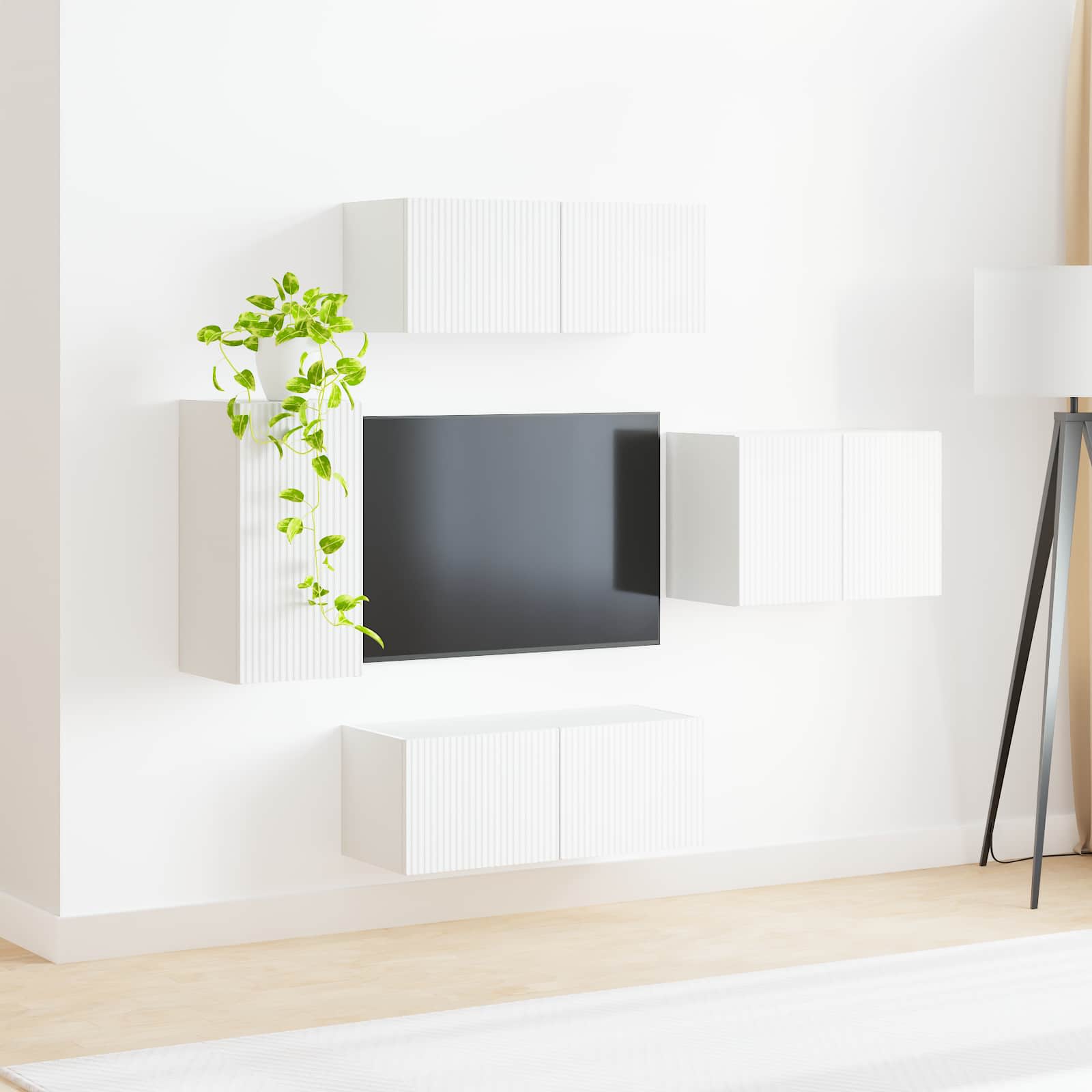 TV sieninio kabineto komplektas 4 pcs Balta Apdirbta mediena