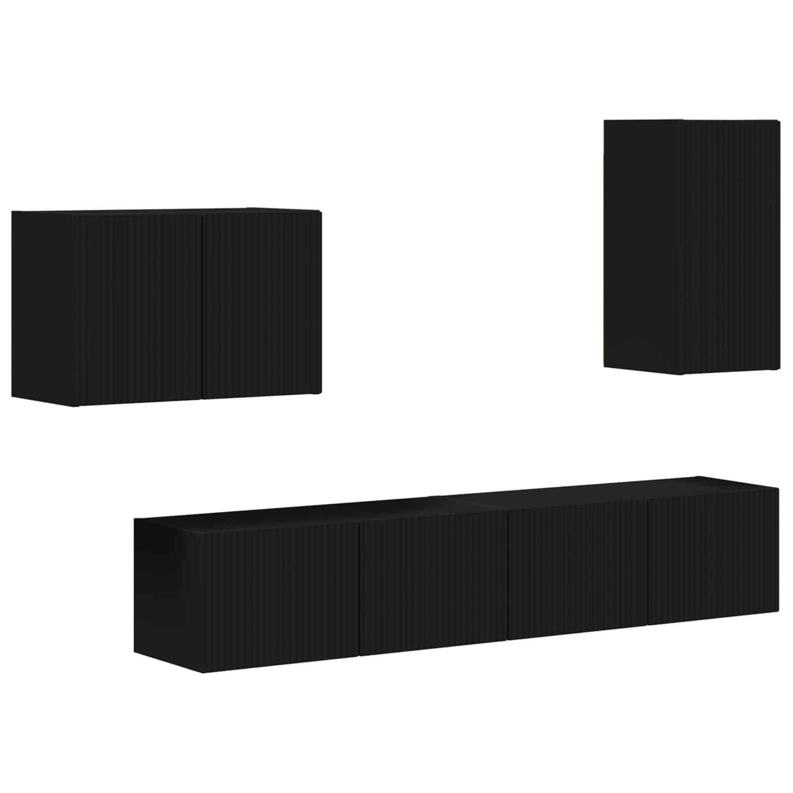 TV sieninio kabineto komplektas 4 pcs Juoda Apdirbta mediena
