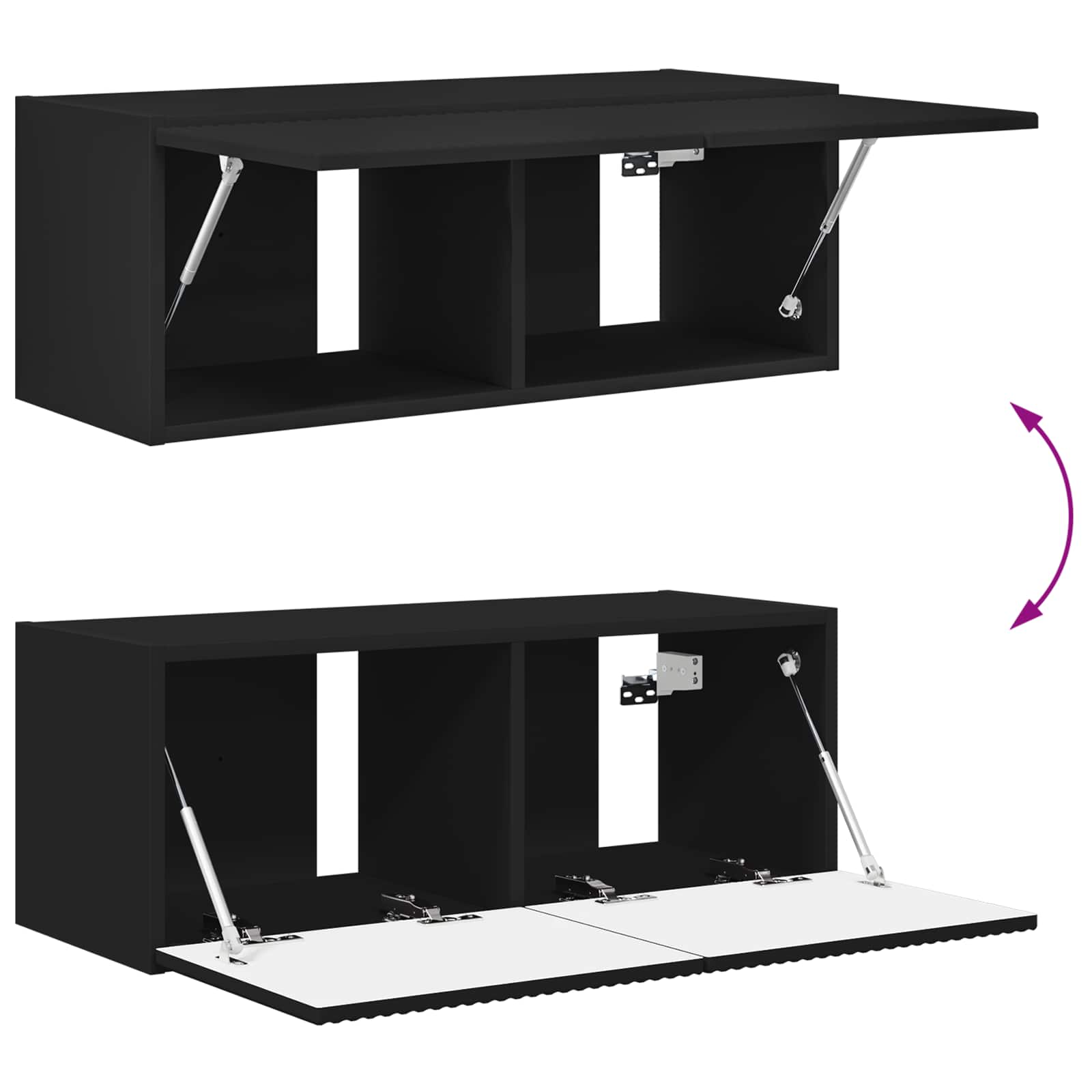 TV sieninio kabineto komplektas 4 pcs Juoda Apdirbta mediena