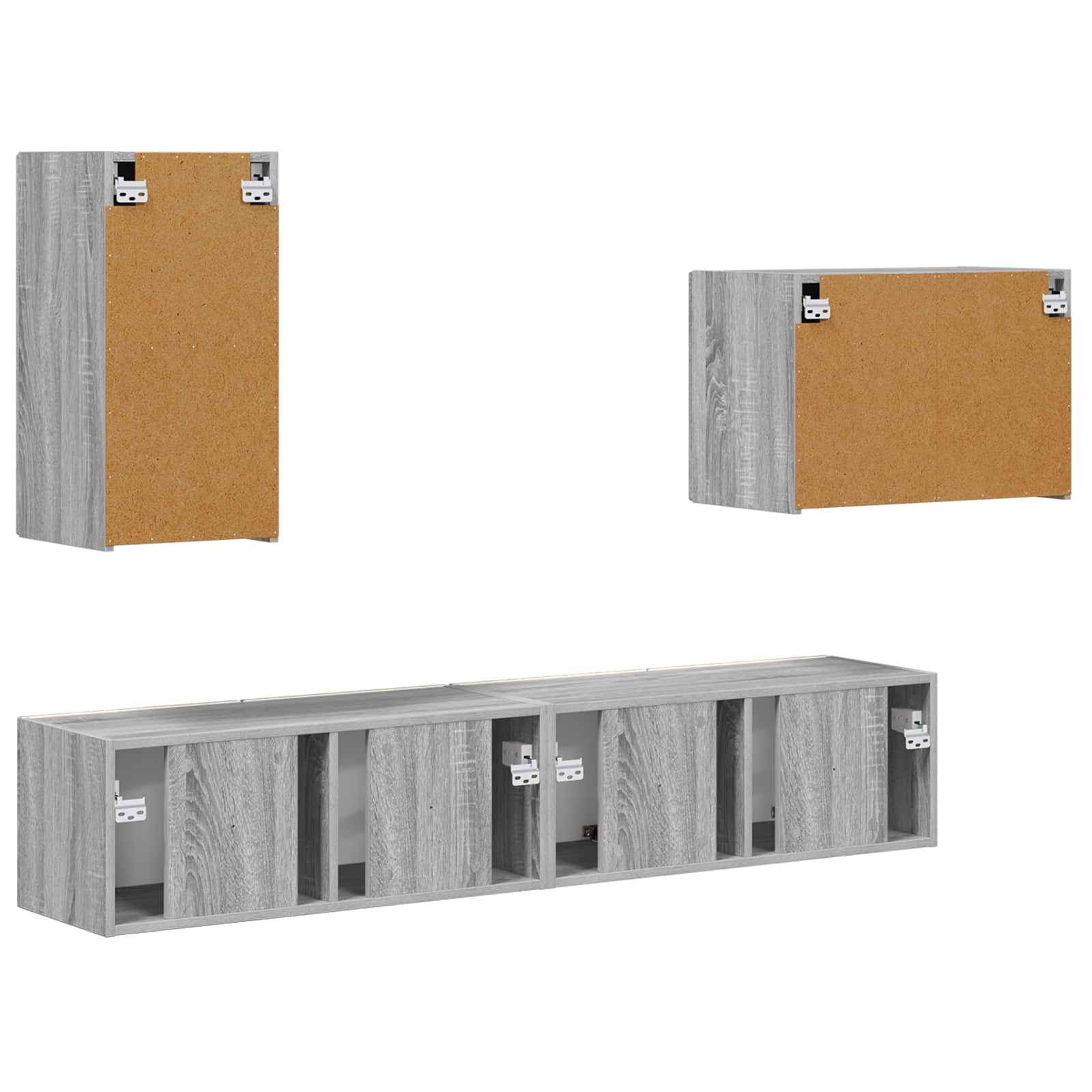 TV sieninio kabineto komplektas 4 pcs Pilkas Sonoma