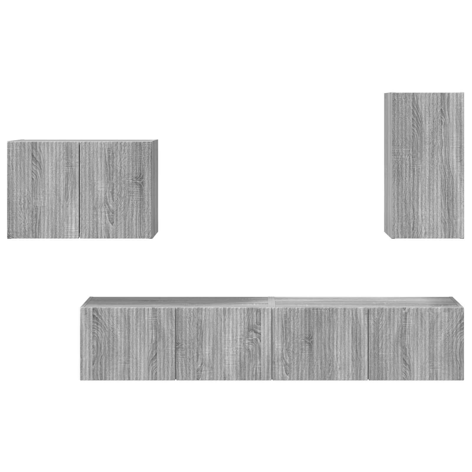 TV sieninio kabineto komplektas 4 pcs Pilkas Sonoma