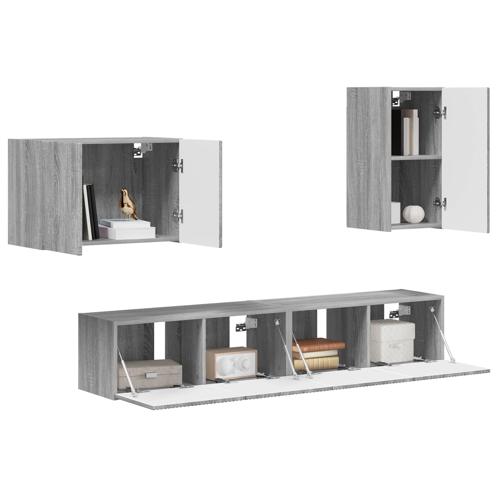 TV sieninio kabineto komplektas 4 pcs Pilkas Sonoma